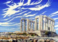 Temple Of Apollo In Greece - Oil On Canvas Paintings - By Martin Alain, Figurative Painting Painting Artist