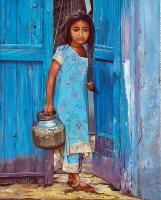 India - Oil On Canvas Paintings - By Martin Alain, Figurative Painting Painting Artist