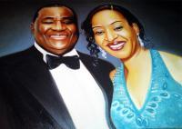 Portrait Of Drnwosu And His Wife - Oil On Canvas Paintings - By Nnadi Ikechukwu Henry, Brush Stocks And Blurring Painting Artist