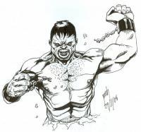 Hulk - Ink Drawings - By Suwichak Finneran, Inking Drawing Artist
