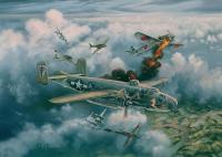 Shoot-Out Over Saigon B-25J-11 Nasty Nancy - Oil On Canvas Paintings - By Randy Green, Realism Painting Artist