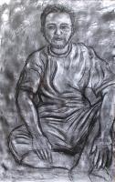 Pedicab Driver - Charcoal On Paper Drawings - By Ipung Purnomo, Expressionism Drawing Artist