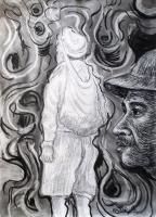 Drawings - Gazing - Charcoal On Paper
