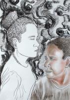Different Generation - Mixed Media On Paper Drawings - By Ipung Purnomo, Expressionism Drawing Artist