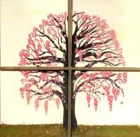 Japanese Cherry Blossom Tree - Acrilyc Paintings - By Jennifer Culross, Postimpressionism Painting Artist