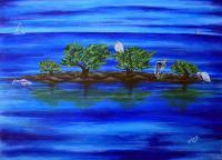 Bahia Honda The Keys - Acrylic On Canvas Board Paintings - By Dana Helmig, Surrealism Painting Artist