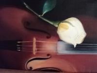 Violin  Rose - Oil On Canvas Paintings - By Nelu Gradeanu, Impressionism Painting Artist