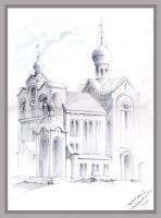 Vasilys Church Great - - Drawings - By Basovich Lilya, Pencil Drawing Artist