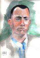 Forrest Gump - Watercolor Paintings - By Torben Gray, Realism Painting Artist