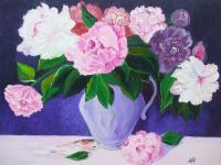 Flowers - Oil On Canvas Paintings - By Antohi Veronica, Nature Painting Artist