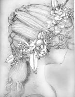 Drawings - Girl With Flower In Her Hair - Pencil