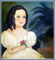Girl With A Rose - Acrylic On Canvas Paintings - By Sue Lamarr Kramer, Early American Painting Artist