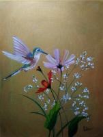 Hummingbird - Oil Paintings - By Julie Dostie, Realism Painting Artist