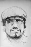 Ponch Rough Sketch - Graphite On Paper Drawings - By Michael Selley, Bw Portrait Realist Drawing Artist