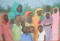 The Gathering - Acrylic Paintings - By Vince Gray, Pointillism Painting Artist