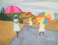 N The Rain - Acrylic Paintings - By Vince Gray, Pointillism Painting Artist