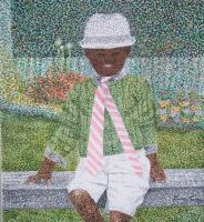Bel-Air Boy 2 - Acrylic Paintings - By Vince Gray, Pointillism Painting Artist