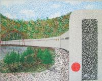 Autumn Destination - Acrylic Paintings - By Vince Gray, Pointillism Painting Artist