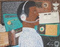 Electronics Phonetics - Acrylic Paintings - By Vince Gray, Pointillism Painting Artist