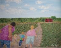 Almost Tardy - Acrylic Paintings - By Vince Gray, Pointillism Painting Artist