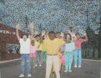 Hands Up - Acrylic Paintings - By Vince Gray, Pointillism Painting Artist