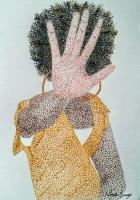 Talk To The Hand - Canvas Paper Paintings - By Vince Gray, Pointillism Painting Artist