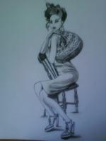 Young Lady - Ink Drawings - By Xenia Valverde, Black And White Drawing Artist