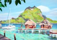 Bora Bora Lagoon Resort - Oil Paintings - By Nataly Jolibois, Impressionist Painting Artist