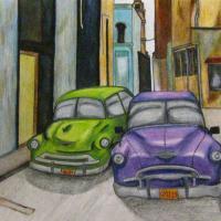 Havana Cars - Color Pencil Drawings - By Tara Lewis, Still Life Drawing Artist