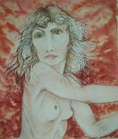 Painted Nude - Watercolor Paintings - By Janis Artino, People Painting Artist