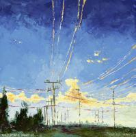 Crossroads Sunrise - Oil And Wax On Panel Paintings - By Marissa Girard, Landscape Painting Artist
