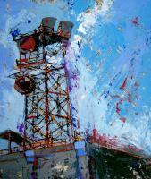 Transmission Cage - Oil And Wax On Panel Paintings - By Marissa Girard, Landscape Painting Artist