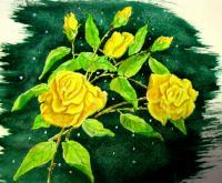 Flowers - Yellowrose - Colored Pencil Water Color