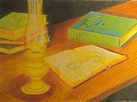 Lamplight - Colored Pencil Drawings - By Robert Nowlin, Realism Drawing Artist