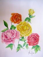 Colored Roses - Colored Pencil Paintings - By Robert Nowlin, Realism Painting Artist