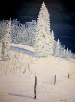 Mountain Snow - Acrylic Paintings - By Robert Nowlin, Realism Painting Artist