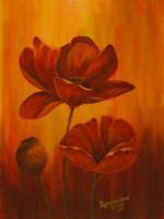 Red Poppies - Acrylics Paintings - By Erika Kohutovic, Floral Painting Artist