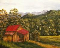 Old Barn - Acrylics Paintings - By Erika Kohutovic, Landscape Painting Artist