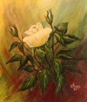 White Roses - Acrylics Paintings - By Erika Kohutovic, Floral Painting Artist