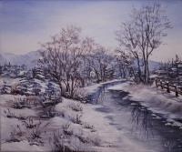 Winter Scenery - Acrylics Paintings - By Erika Kohutovic, Landscape Painting Artist