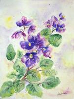 Violets - Watercolor Paintings - By Erika Kohutovic, Floral Painting Artist