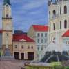 Banska Bystrica - The Clock Tower - Acrylics Paintings - By Erika Kohutovic, Landscape Painting Artist