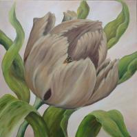 Brown Tulip - Acrylics Paintings - By Erika Kohutovic, Floral Painting Artist