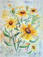 Sunflowers - Watercolor Paintings - By Erika Kohutovic, Floral Painting Artist
