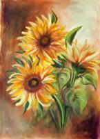 Sunflowers - Guache Paintings - By Erika Kohutovic, Floral Painting Artist