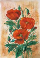Poppies - Guache Paintings - By Erika Kohutovic, Floral Painting Artist