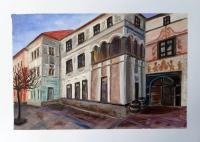 Banska Bystrica - Beniczky House - Guache Paintings - By Erika Kohutovic, Landscape Painting Artist
