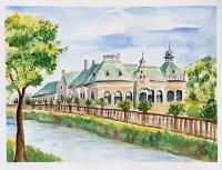 Banska Bystrica - Historical Spa - Watercolor Paintings - By Erika Kohutovic, Landscape Painting Artist