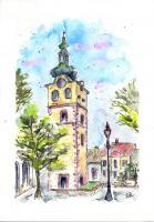 Banska Bystrica - Barbakan - Watercolor Paintings - By Erika Kohutovic, Landscape Painting Artist