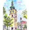 Banska Bystrica - Barbakan - Watercolor Paintings - By Erika Kohutovic, Landscape Painting Artist